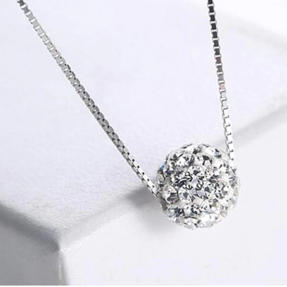 NEW Silver Simple Zircon Ball Necklace - Picture 2 of 4